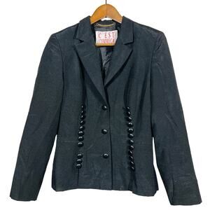 Vintage C'est Comme Ca Blazer Jacket Fitted Button Lined Black Italy - M